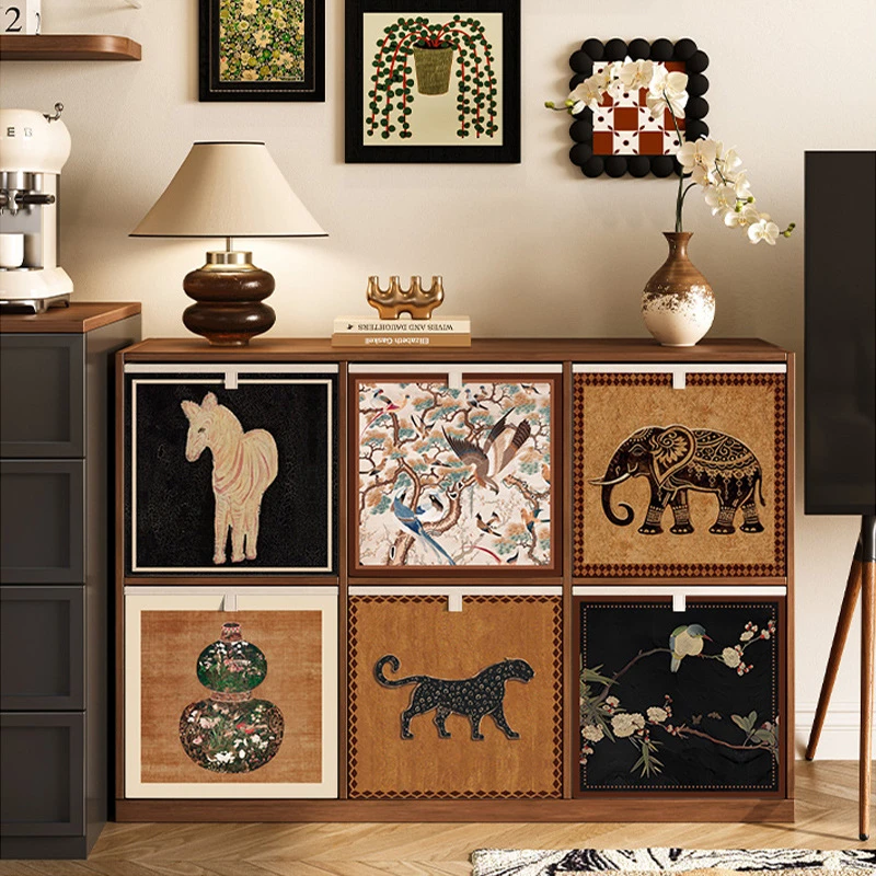 中古风卡莱克格子柜衣服收纳箱大容量折叠布艺收纳筐非藤编整理盒