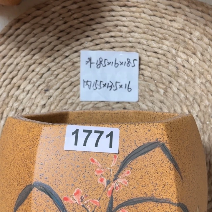 用***4花盆紫砂 特惠柴烧彩绘宫灯六方1771