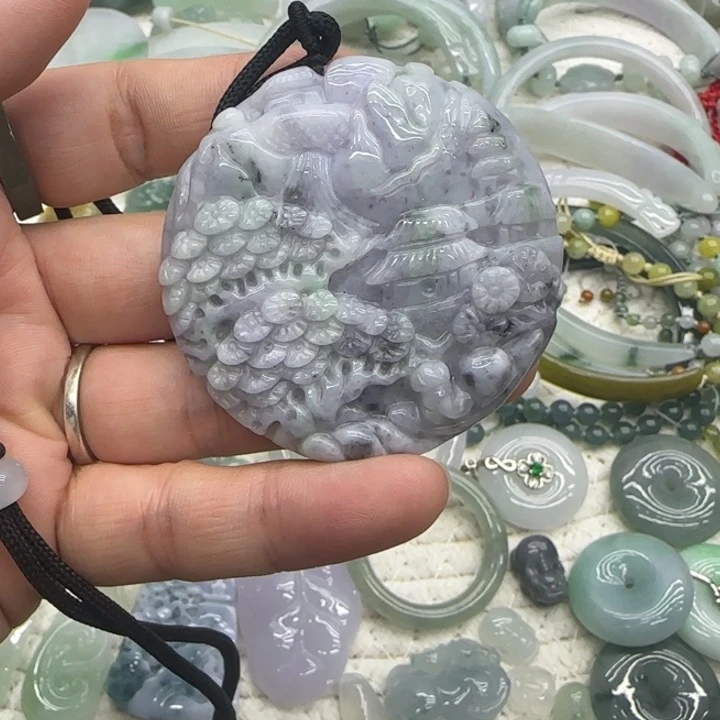 翡翠未镶嵌手链双面工山水牌