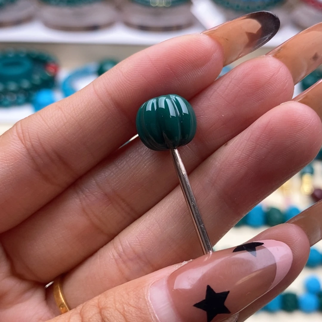 琉璃DIY油绿色12mm瓜珠