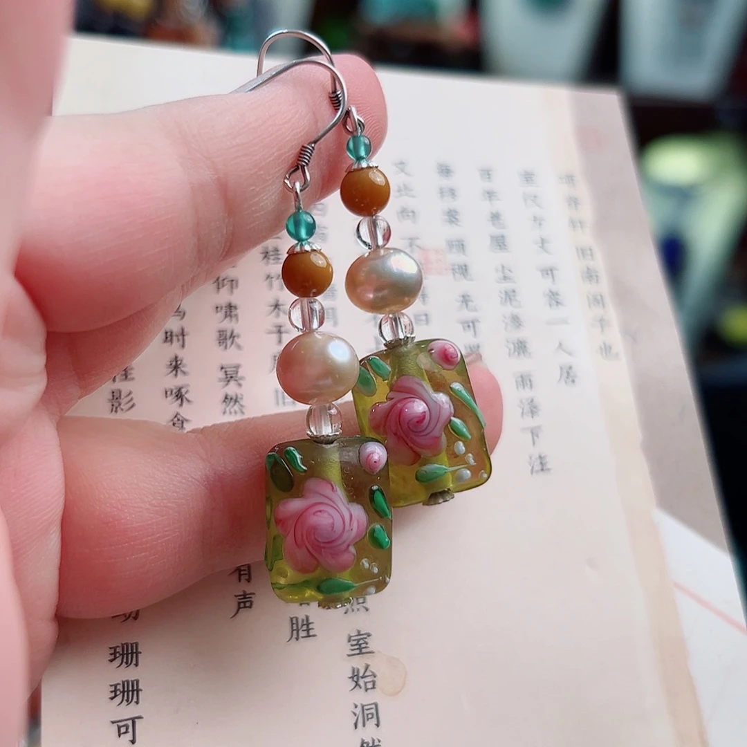 玛瑙未镶嵌挂件耳环