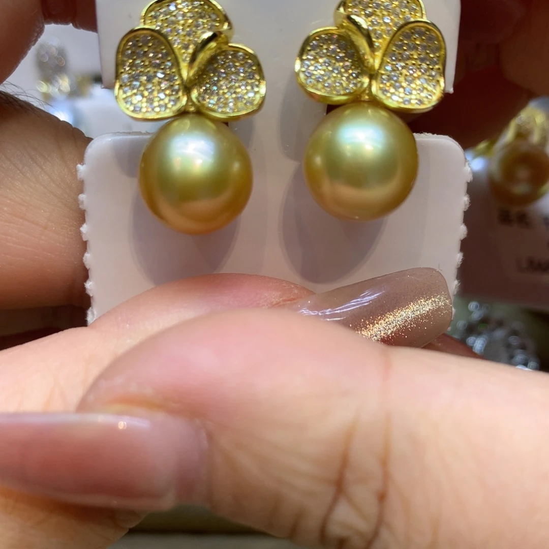 银S925镶嵌耳饰海水珍珠