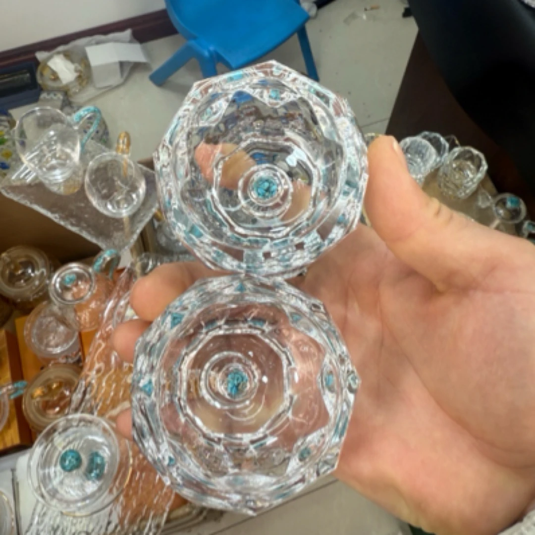水晶绿松石八方杯2个