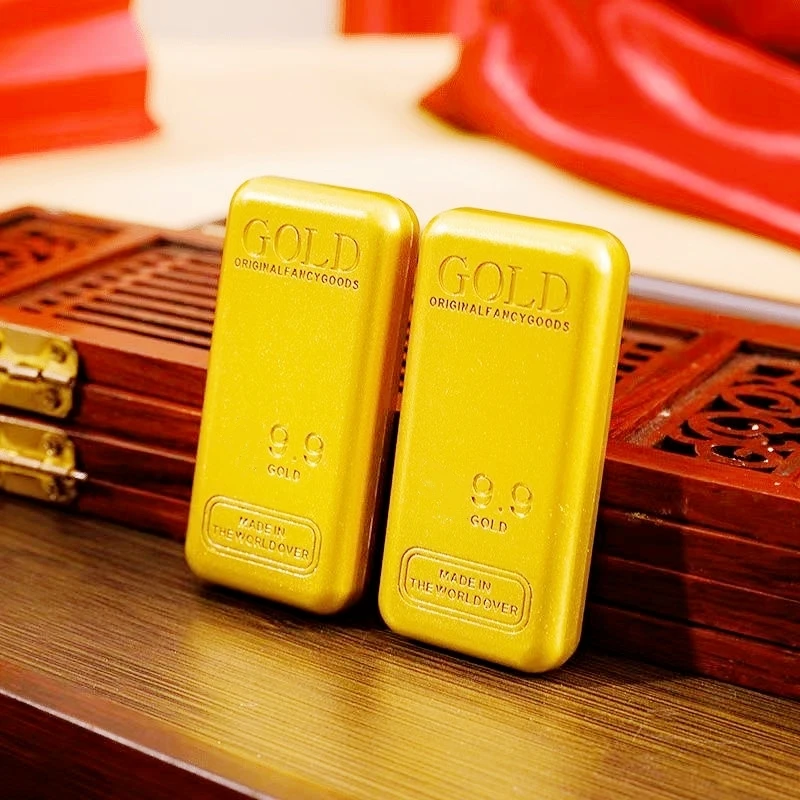 创意聚财实心方形金色摆件