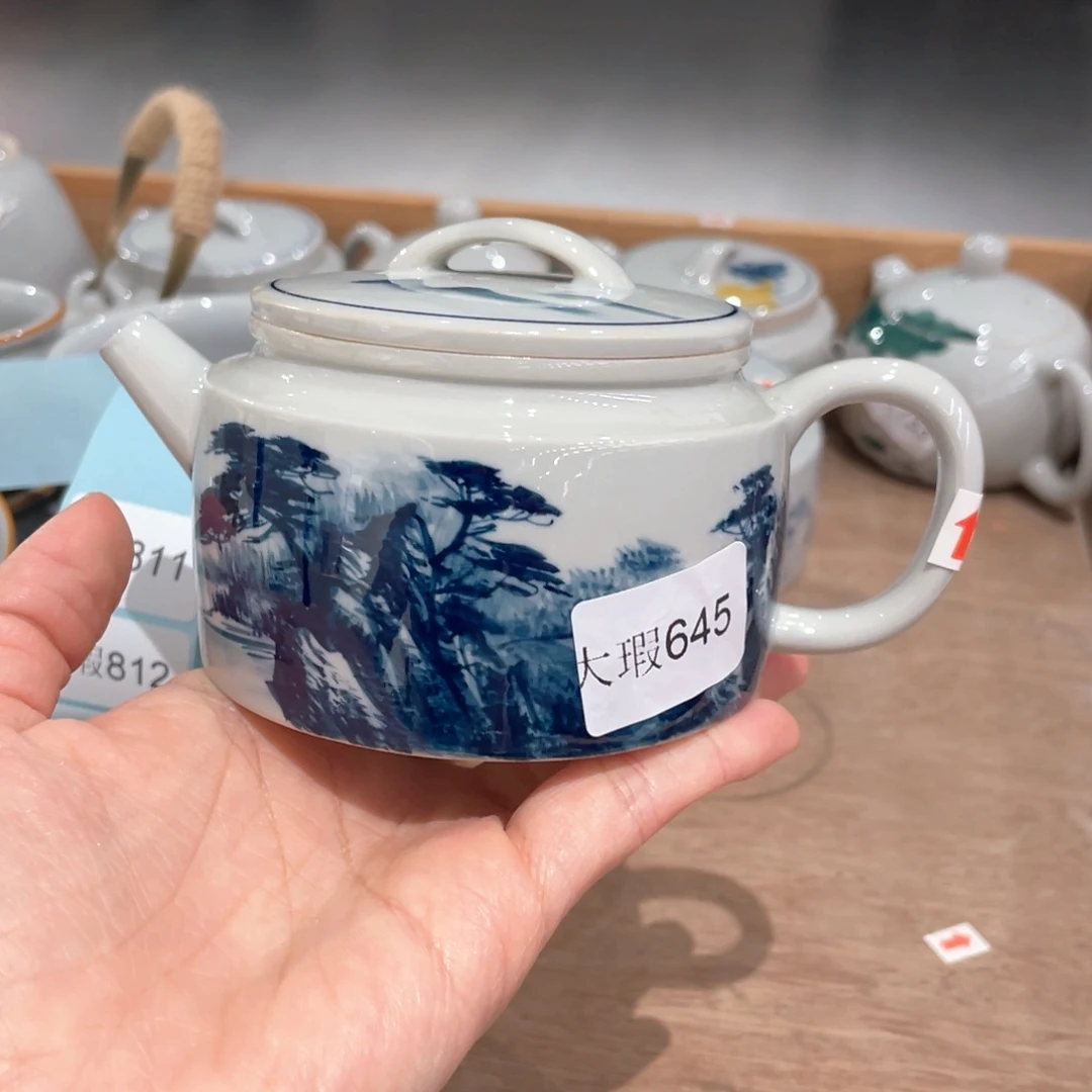 釉下彩纯手绘有瑕