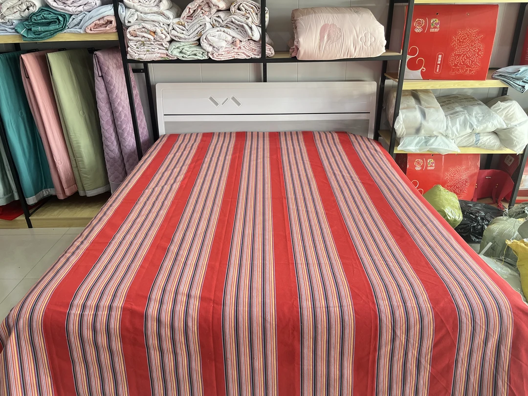 纯棉老粗布家用条纹防滑升级版不起球不掉色透气双面大床床单枕套