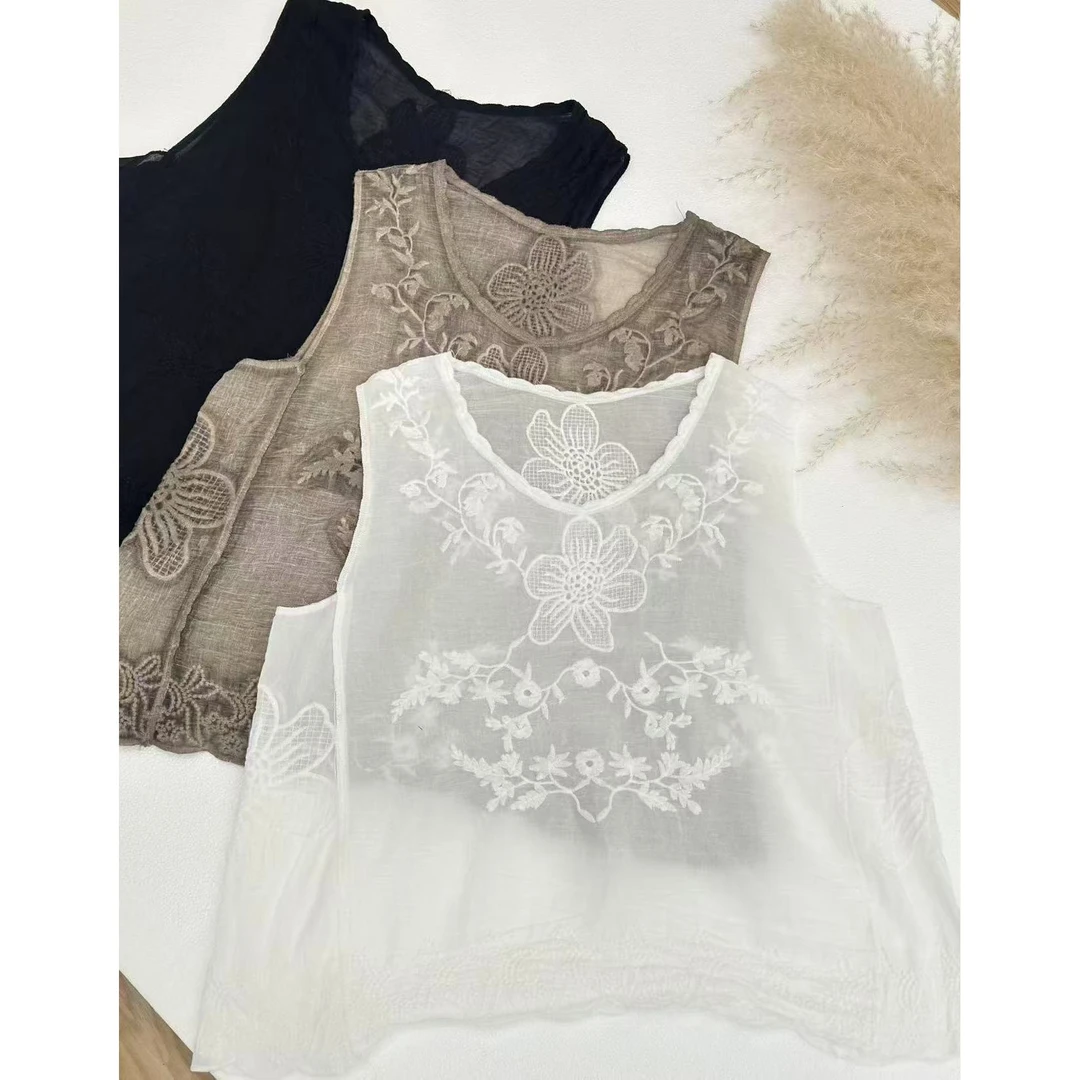 鑫然Kiki 简约百搭刺绣马甲 88527 BSG