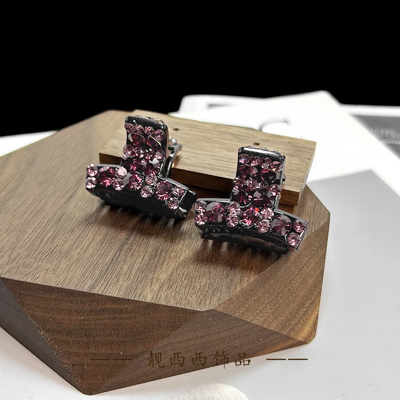 【LXX靓西西】164刘海抓夹2.8厘米紫色气质优雅碎发夹一对装