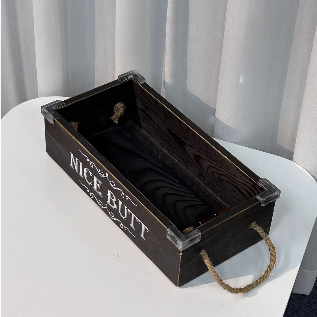 桌面收纳盒置物收纳长方形阳台欧式木制复古木质客厅707