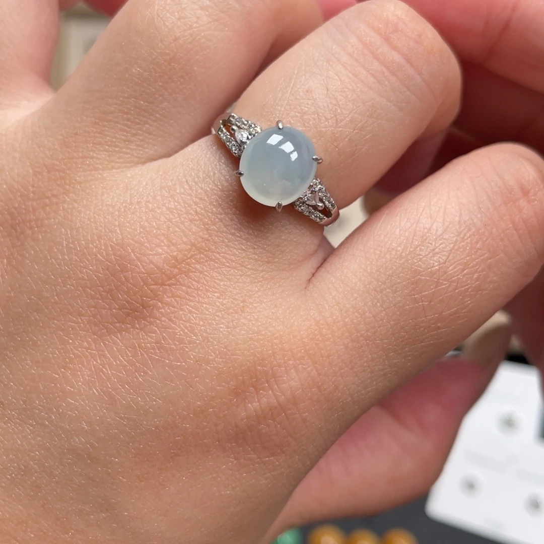 翡翠戒指银S925镶嵌戒指