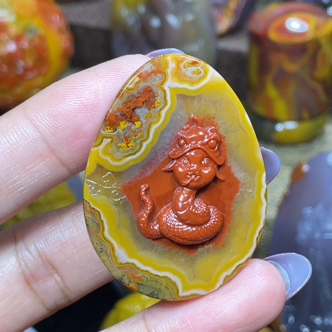 未镶嵌玛瑙/玉髓珠宝奇石刘大湾蛇盘富贵1888