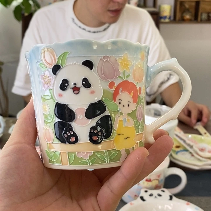 小***z瓷片景德镇釉下彩手绘玫瑰花多啦