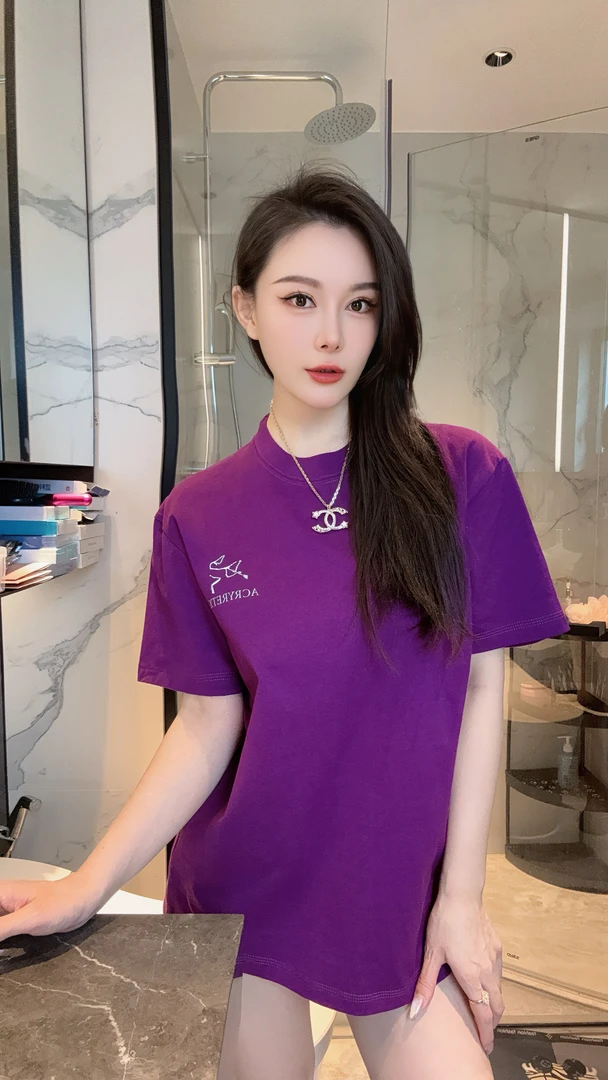 F069[杋爷潮品] 鸡骨架 紫色宽松T恤
