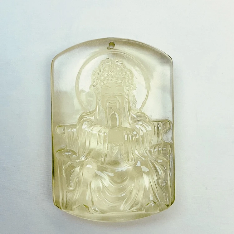 天然黄水晶财神爷吊坠