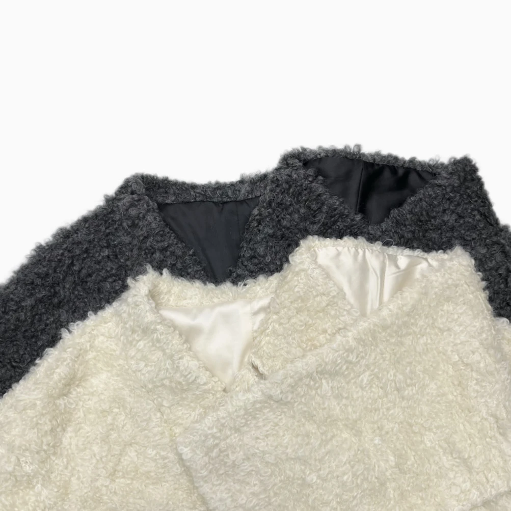 Loosen Up【小山羊】进口安哥拉马海毛慵懒随性V领大衣外套（配围巾）