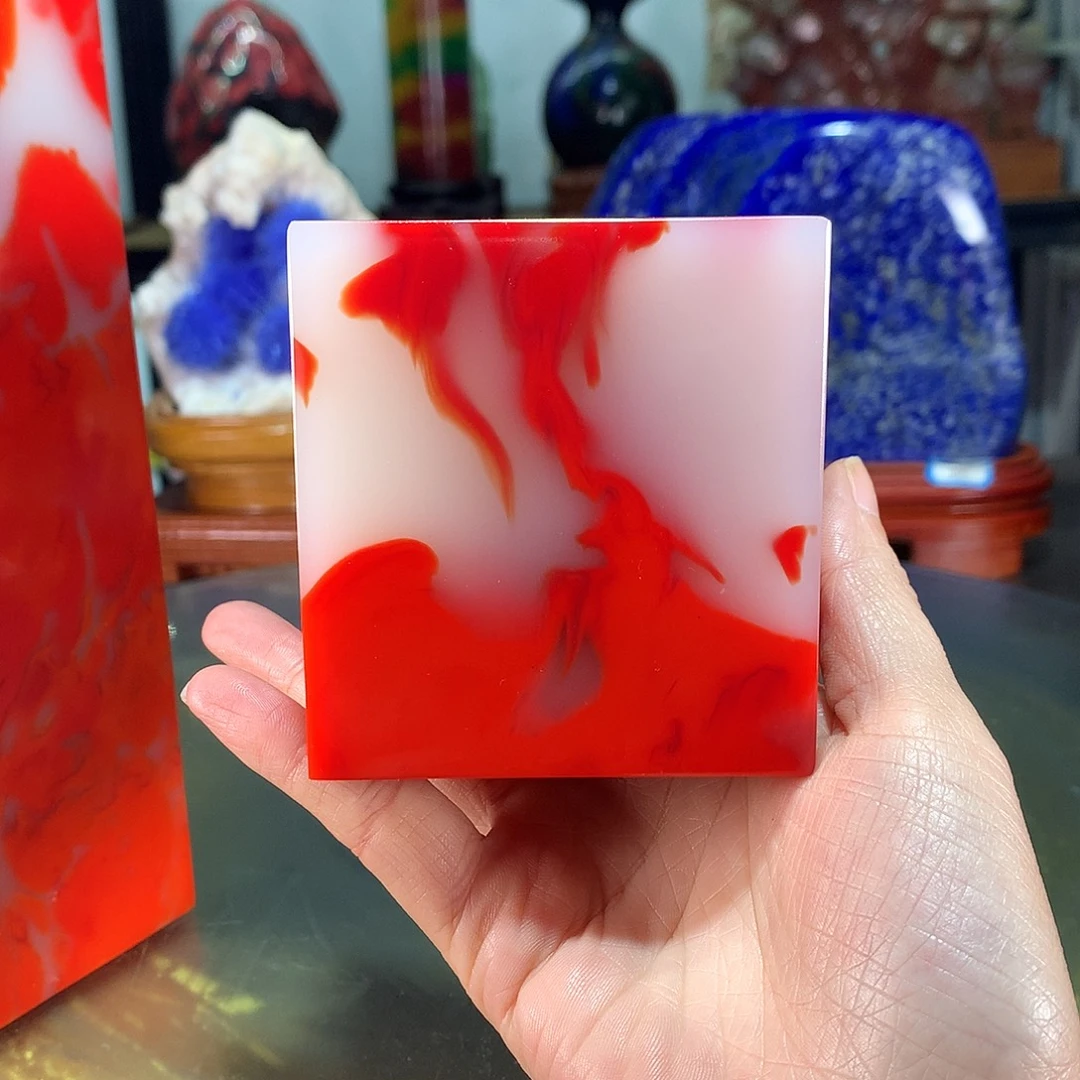 石材巴西红宝摆件