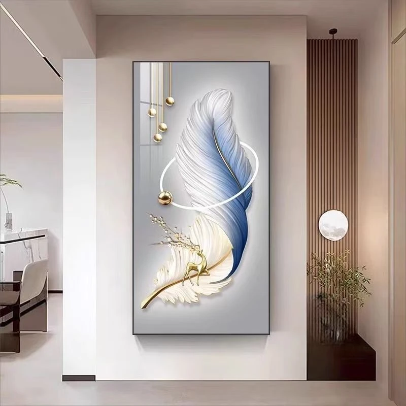 羽毛G简约风玄关装饰画客厅走廊过道入户挂画