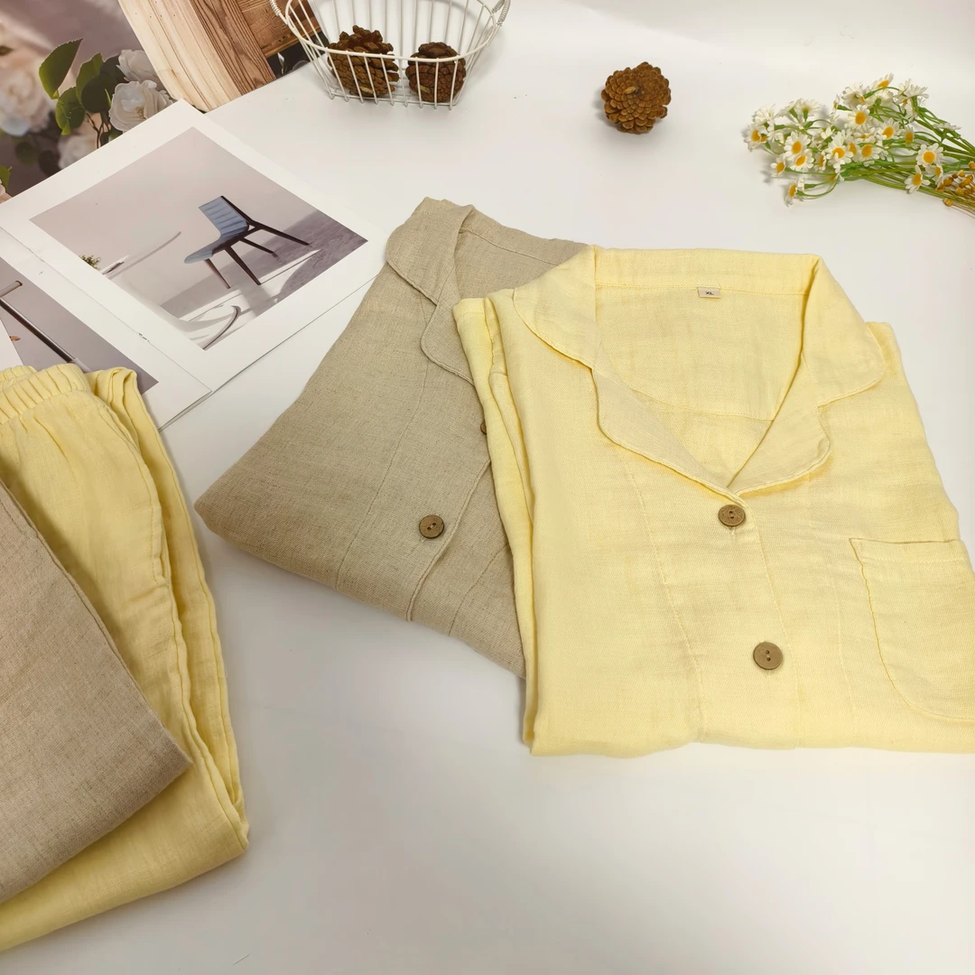 【女款家居服】汉麻纱27支双层超细软糯亲肤吸汗保暖秋冬简约纯色