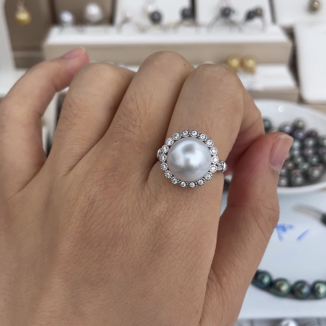海水珍珠裸珠澳白戒指11