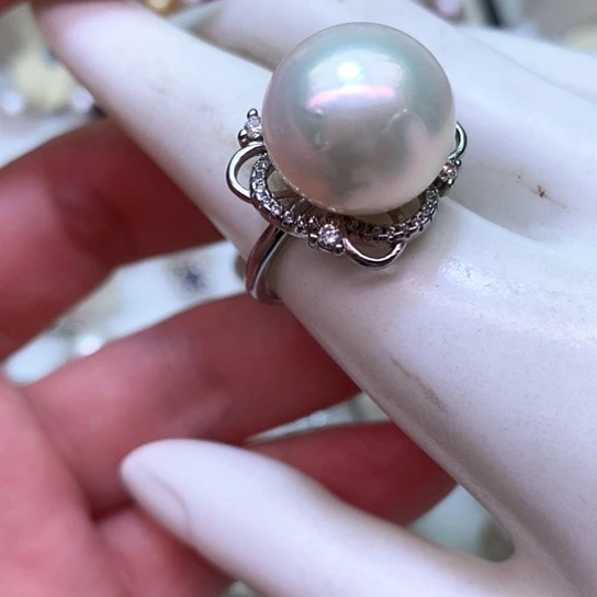 银S925镶嵌淡水珍珠耳饰