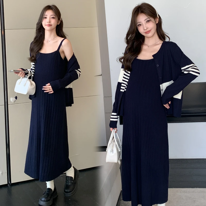 时髦2025早秋新款时尚针织连衣裙加外搭秋季慵懒风韩版显瘦两件套