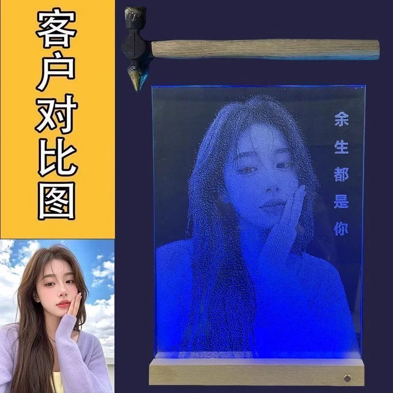 非遗锤子玻璃画  换底座