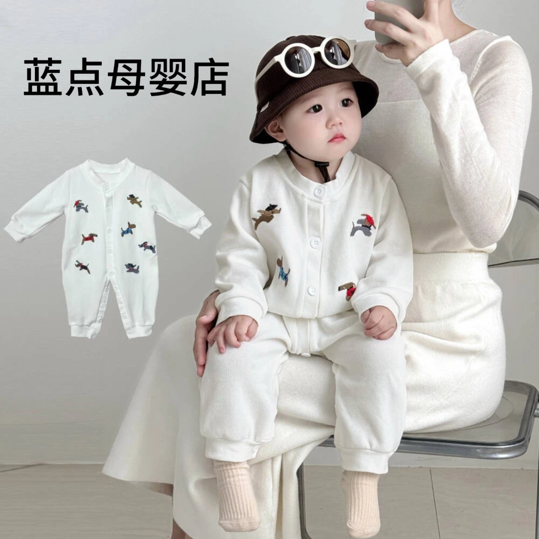 早秋婴儿衣服薄款长袖宝宝连体衣春秋款开衫哈衣秋装新生儿外出服