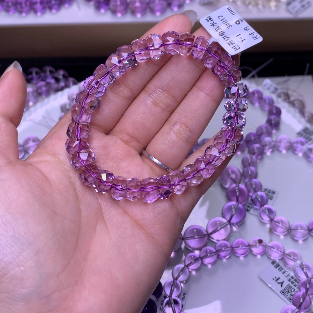 紫晶未镶嵌手链巴西切角紫水晶