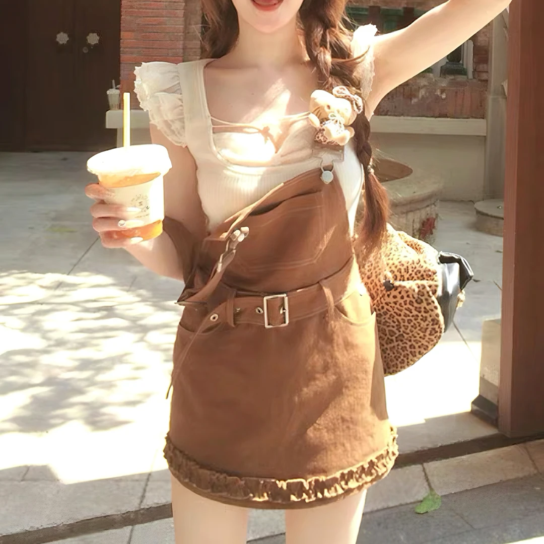 贵富•【焦糖奶芙】森系纯欲风甜美风韩系ins小众背带裙