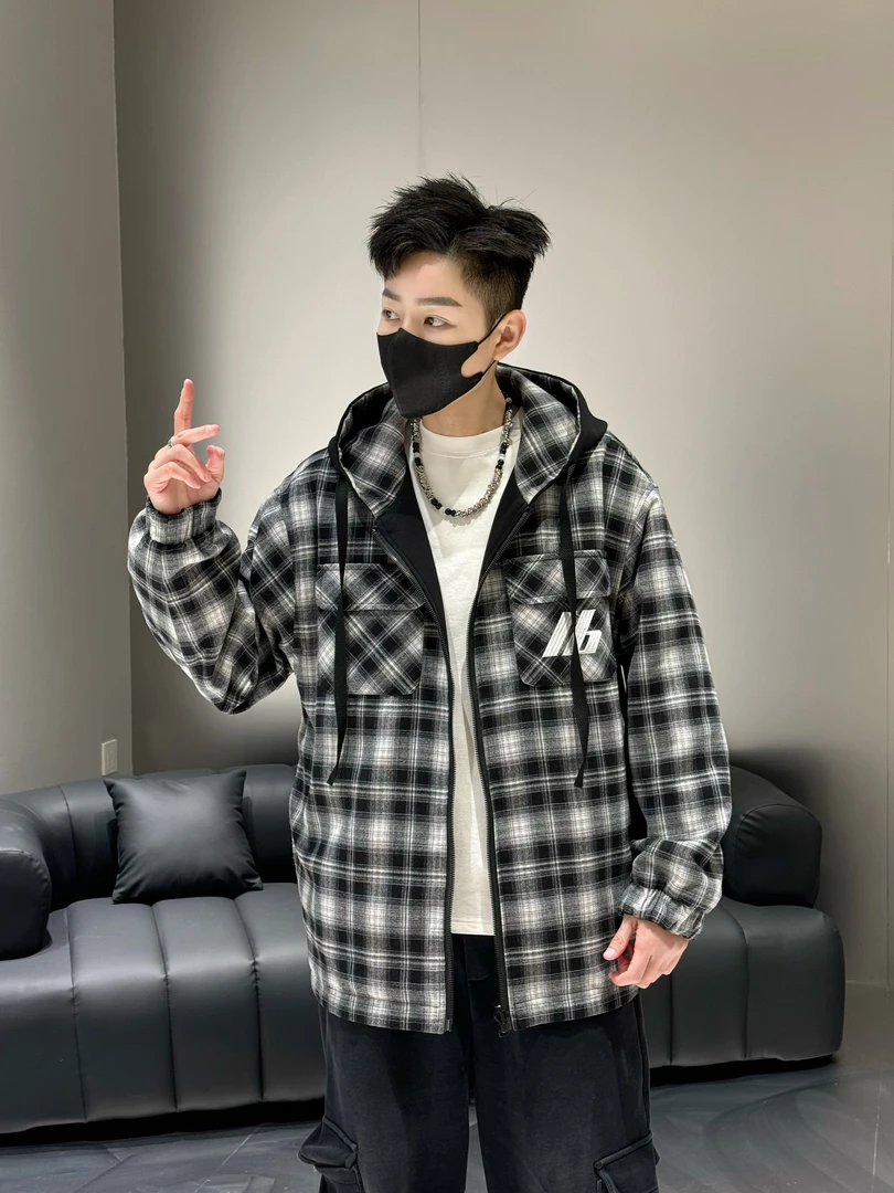 青少年学生拉链开衫青春活力两面穿春款潮流双面穿青少年格子外套