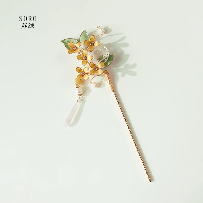 SORO苏绒【金蕊凝露】新中式非遗绒花中式手工发簪发饰