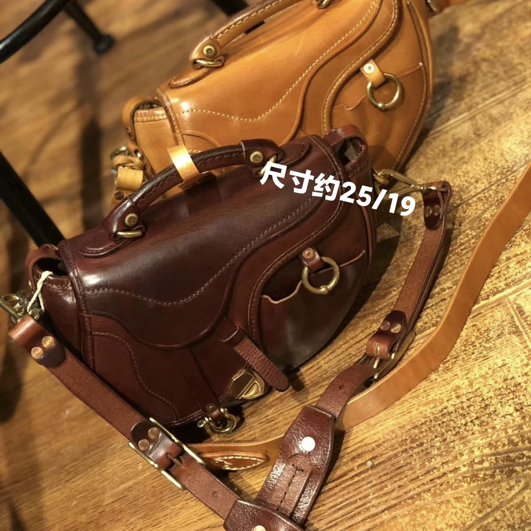 制道手工女士单肩斜挎包复古时尚休闲重磅洗水做旧马鞍包手提重工