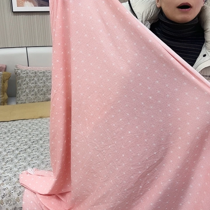 全棉针织弹性面料粉色星空1.2米