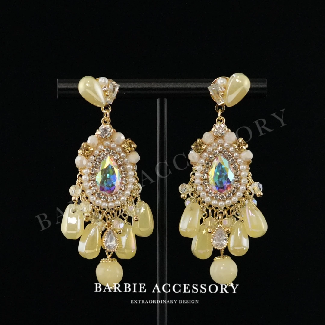 铜合金合成锆石耳饰 【黄遇光追】手工既视设计款高级感绝美耳环