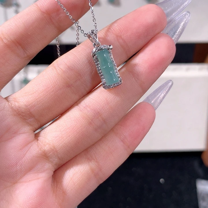 翡翠银S925镶嵌颈饰523蓝