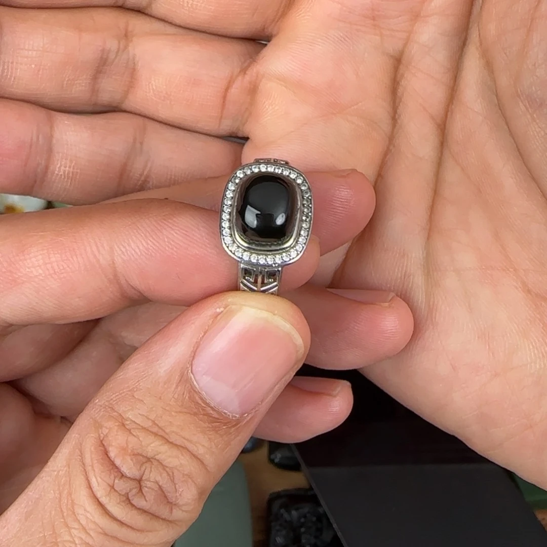 和田玉戒指银S925镶嵌芜****司