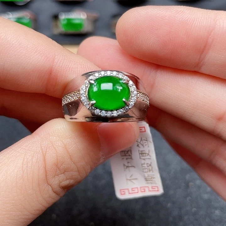 翡翠银S925镶嵌戒指1845