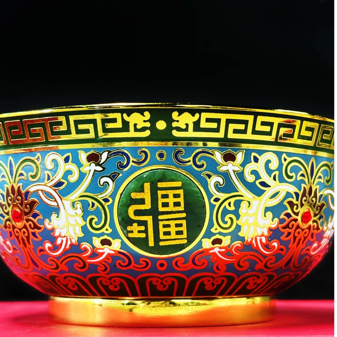 单只（蓝色）万寿无疆·珐琅碗· 高档家用收藏佳品带证书礼盒