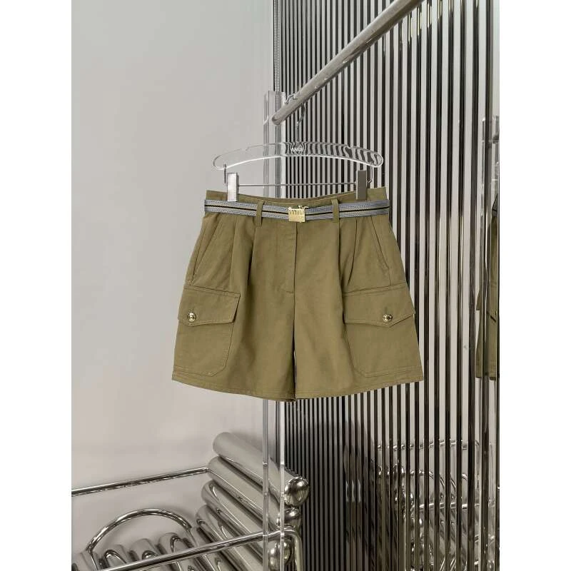 刘浩存同款 腰带工装短裤 经典字母徽标休闲短裤