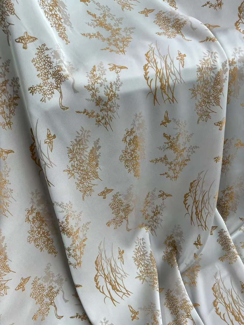 【草丛花鸟】色织提花面料新中式国风布料