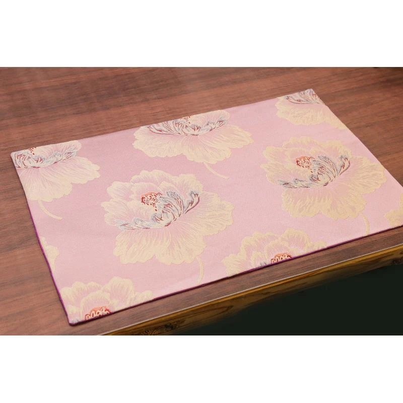 CX065牡丹 手工高档茶席 长方形干泡壶杯茶垫 轻奢茶道配件