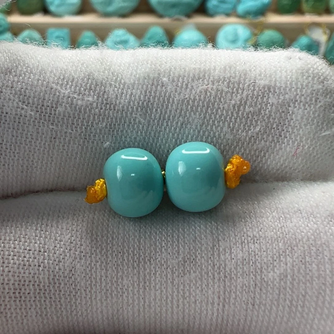 未镶嵌绿松石老型对珠 7.3x6mm