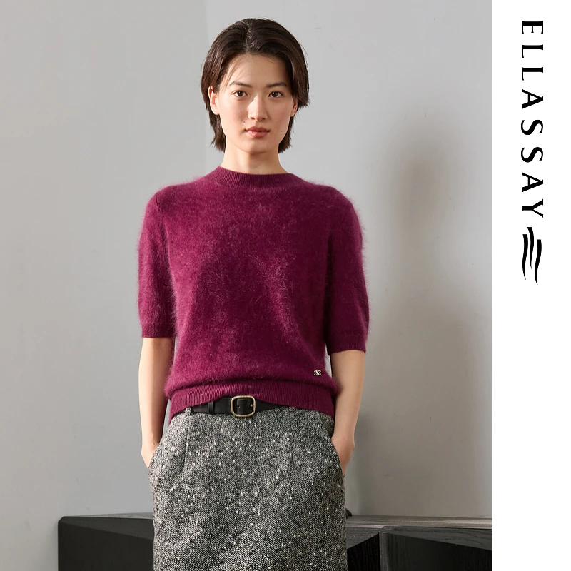 ELLASSAY歌力思2025秋季新款舒适羊绒拉绒针织衫女EWE363M08900