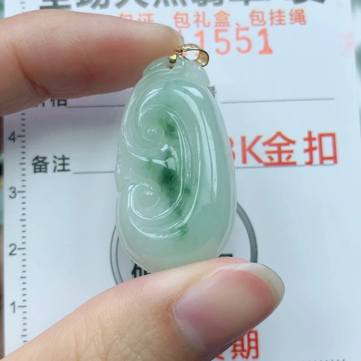 翡翠颈饰18K金镶嵌天然翡翠a货