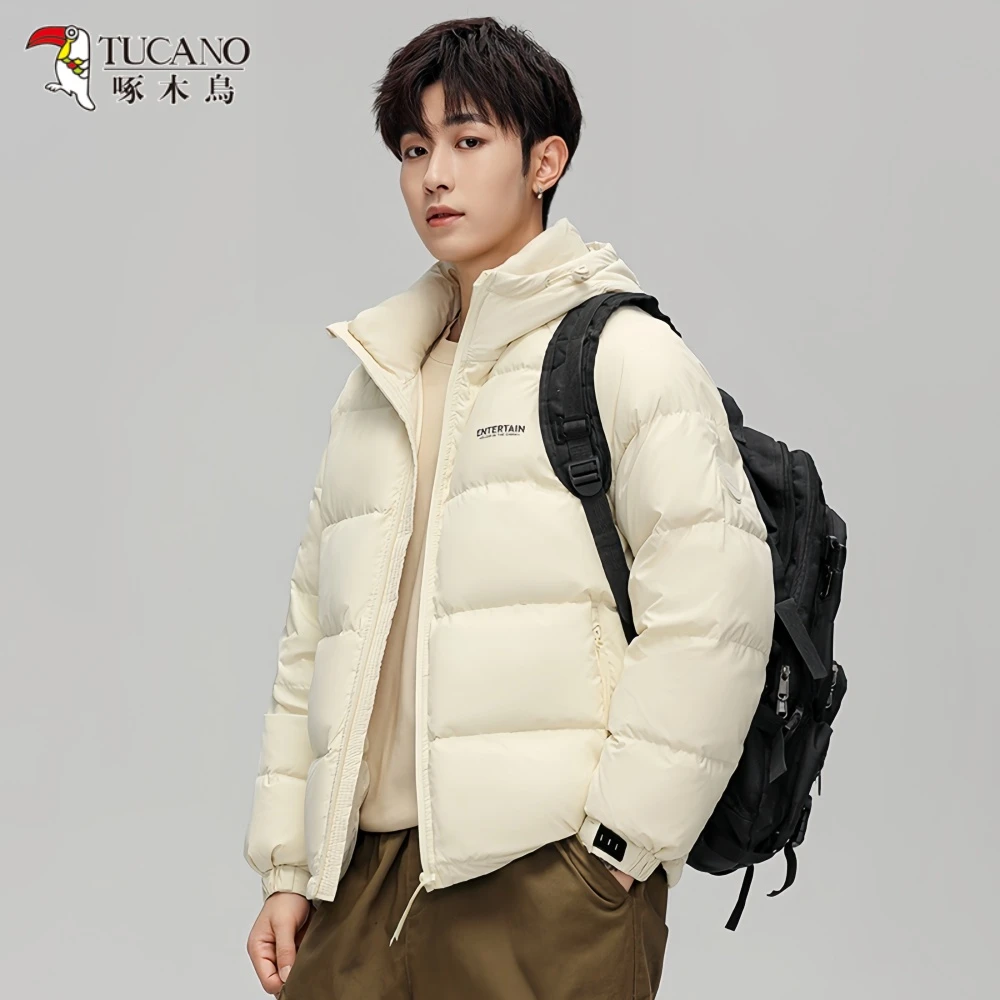 啄木鳥高级感户外工装保暖羽绒服冬季新款时尚连帽百搭面包服外套