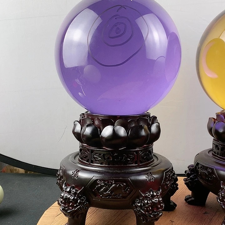 無***來石材紫水晶直径20带高档底座