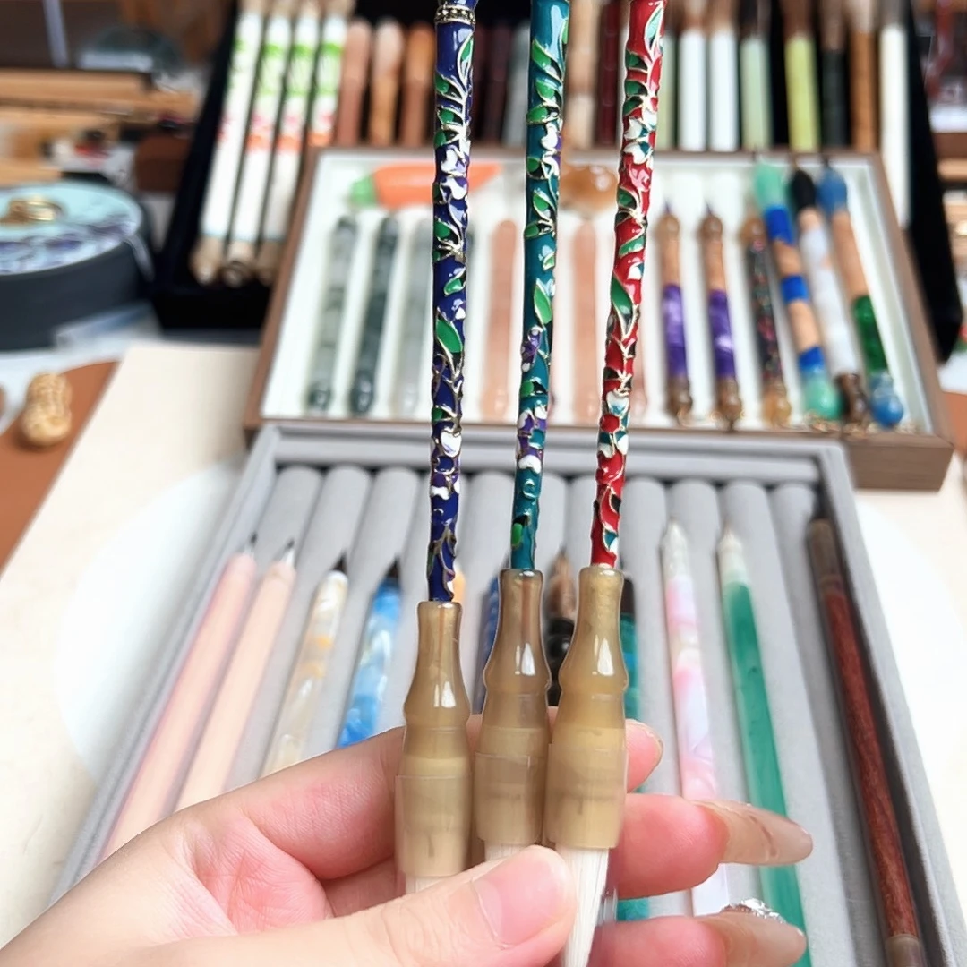 孔雀景泰蓝中楷兼毫
