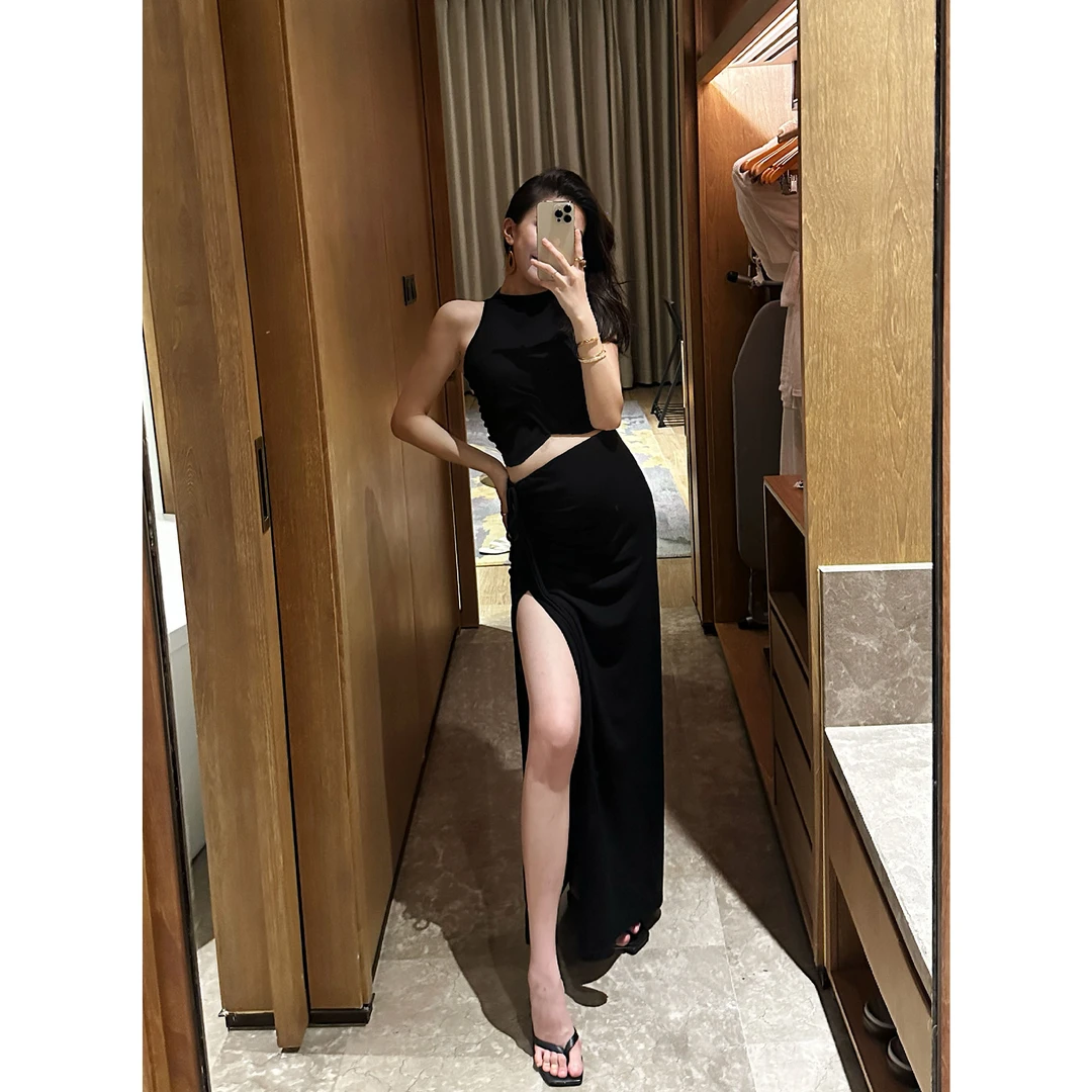 JIJIINQI时尚小众轻熟风性感高级露肩法式辣妹风套装JD06SZPT1406
