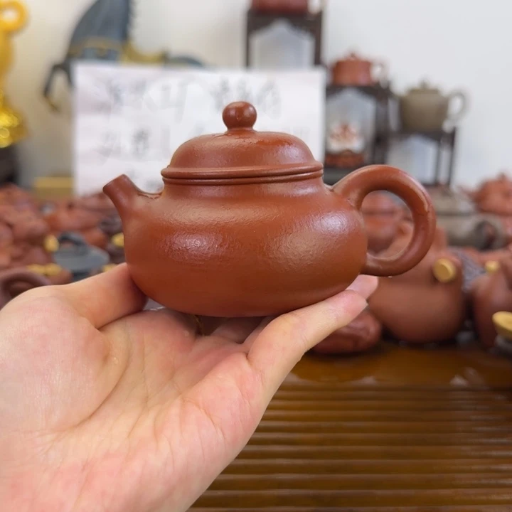紫砂茶壶朱泥全手容天160毫升