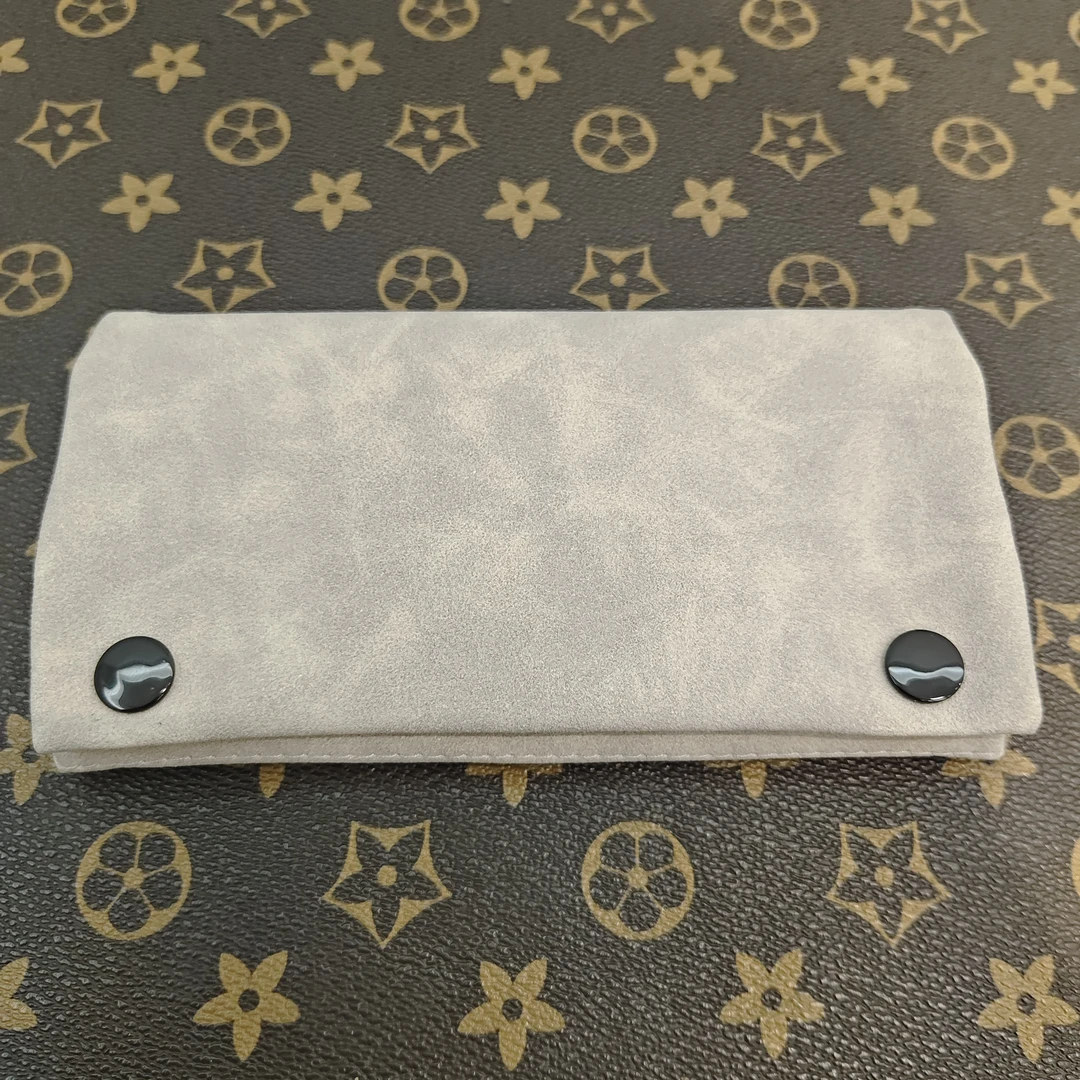 手卷包收纳灰色三折带暗扣皮包出差旅游方便携带手卷卷烟工具外出